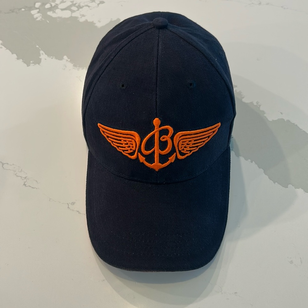 BREITLING Hat Watch Embroidered Logo Navy Baseball Cap Cotton One Sz Strapback